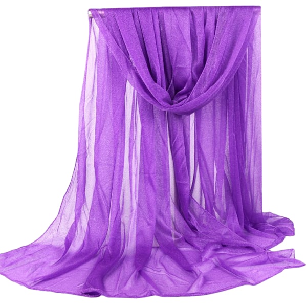 Dam Lång Mjuk Chiffon Sjal Enfärgad Omslag Genomskinlig Sjal Stor Stulen Halsdukar Djup Lila Deep purple 165*85cm