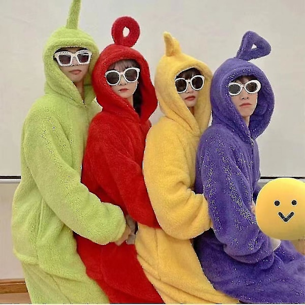 Teletubbies aikuisten onesiet, yhden osan pyjama-haalari miehille ja naisille, unisex parin kotikuteet Punainen Red S