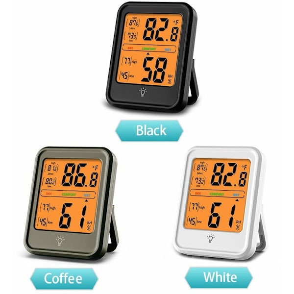 Stor skjerm hvit elektronisk temperatur- og fuktighetsmåler trådløs værstasjon tørr- og fuktighetsmåler,