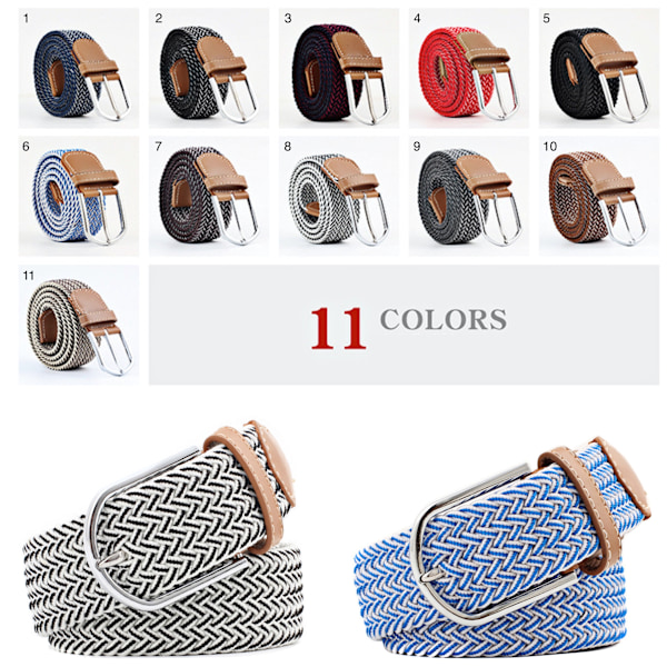 Bälte i canvasväv med 11 mönster, storlek W26-W36, kläder - 10 Brun (Terrakotta) / Vit 10 Brown (Terracotta) / white one size