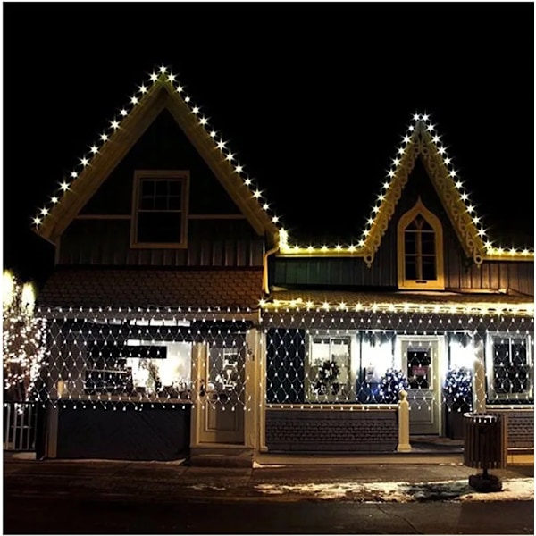 4mx6M 1.5MX1.5M 2x3M Julekranser LED Lyslenke Julelys Nettlys Fe Jul Fest Hage Bryllup Dekorasjon Gardinlys