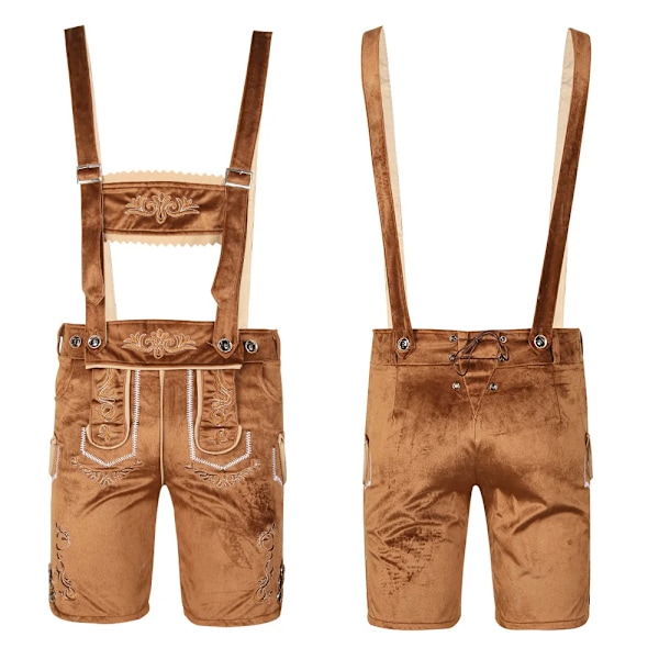 2023 Herr Oktoberfest hängslen läderbyxor byxor skjorta overall outfit Tyskland tradition bi fest outfit halloween öl kostym stil 2 brun Style 2 Brown XL