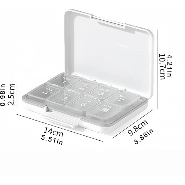 Tablettfodral 7 dagar, pillerbox, medicinbox, BPA-fri bärbar pillerbox, 8 fack, blå