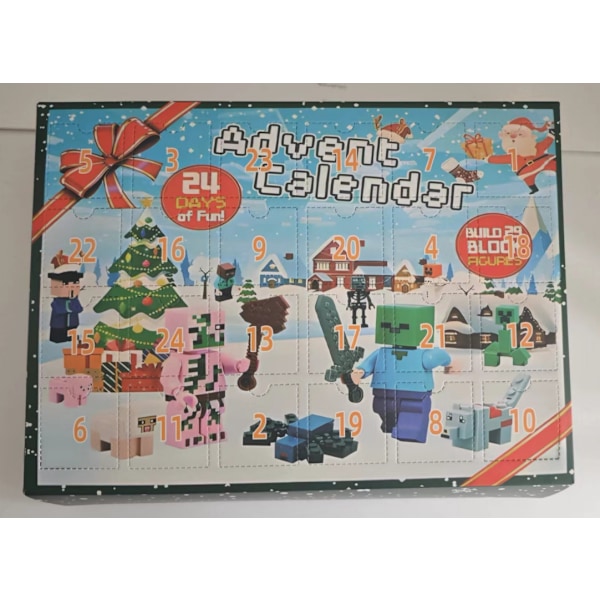 Julkalender 2024 Minecraft, 24 Dagar Leksaksfigurer Byggklossar Nedräkningskalender, Pojkar Julkalender Överraskningsgåva