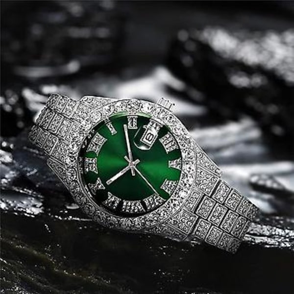 Unisex Kristallklocka Mode Diamantklocka Herr Dam Helt Isbelagda Klockor Lyxig Diamantarmbandsur
