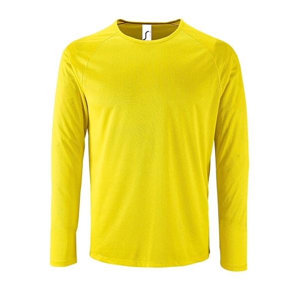 SOLS Herr Sporty Langarmet Funksjonsgenser S Neon Gul Neon Yellow S