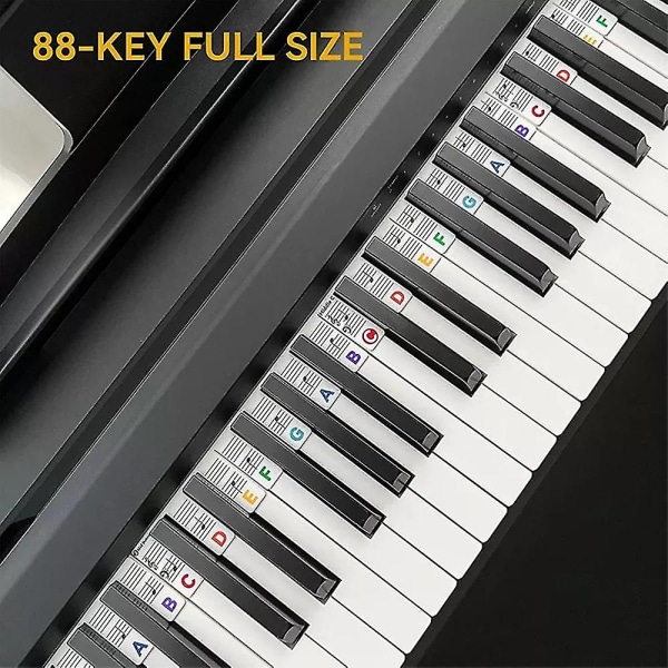 88 kosketta uudelleenkäytettävät silikoniset pianonäppäinten tarrat (väri: monivärinen)
