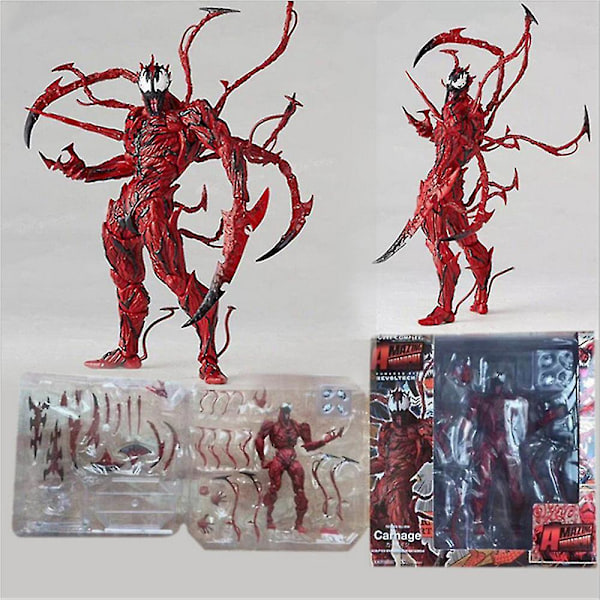 Venom Carnage Action Figur, Alle Led Bevægelige Legetøjsfigurer Carnage Samlermodel med Udskifteligt Tilbehør til Fans