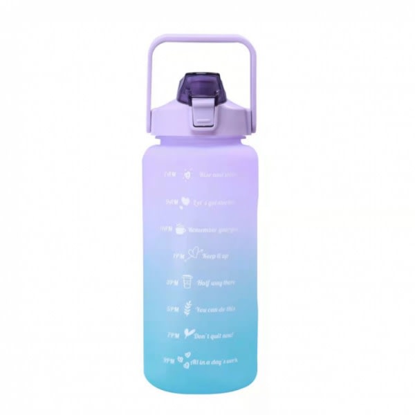 1st vattenflaska 2 liter stor kapacitet Gratis motiverande med tidsmarkör Fitness Plastkoppar Utomhusgym Dricka（Lila）