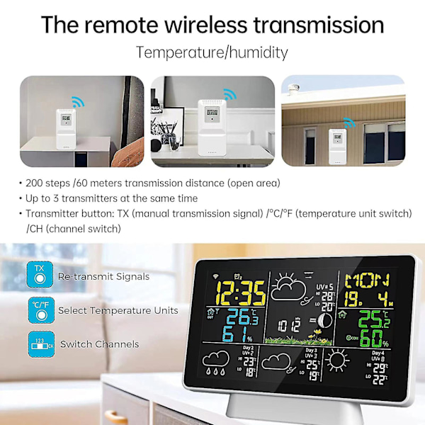 Black Friday Wifi Værstasjon Trådløs Innendørs Utendørs Hygrometer Termometer Temperatur Fuktighetsdisplay Monitor Digitalt Vær Kompatibel eCast