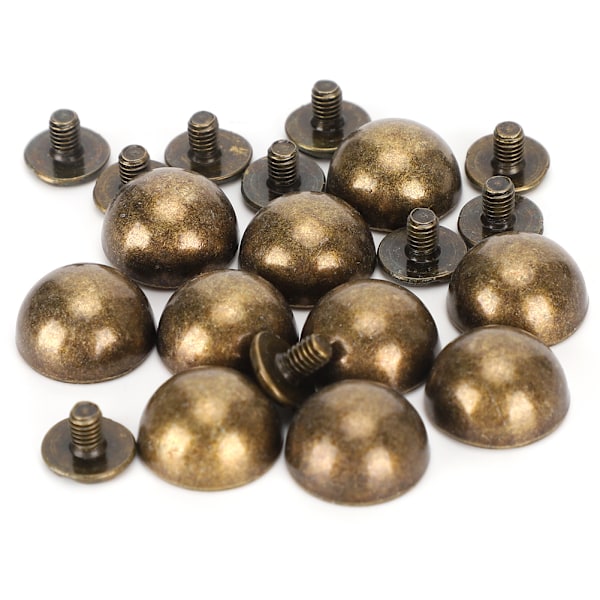 Bronsfärgade kupolnitar - 30 set - 12MM - Läderdekoration 0.1