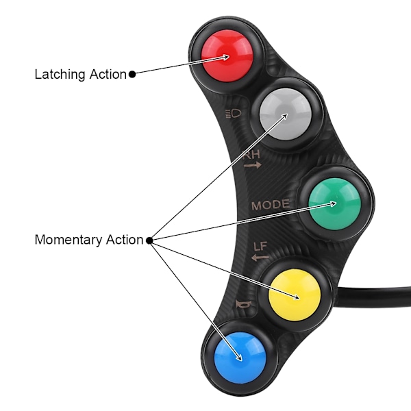 22mm 12V Motorsykkel Joystick Bryter Frontlykt Blinklys Tåkelys Horn PÅ/AV Start Drep Bryter 0.1