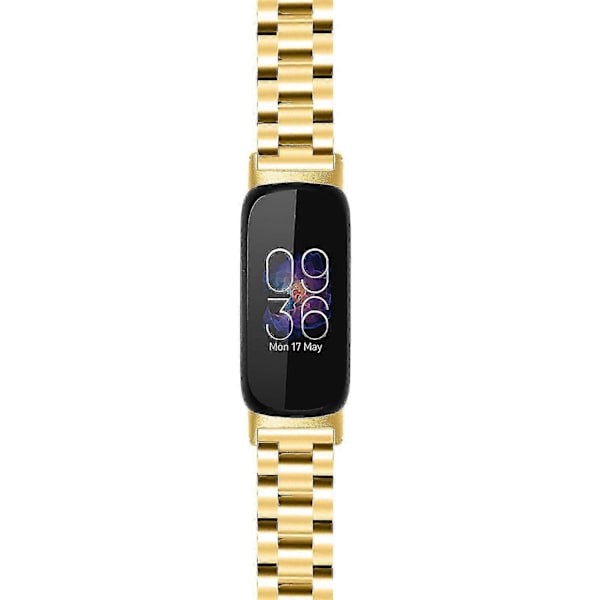 Armband för Fitbit Inspire 3 Rostfritt Stål 3 Pärlor Ersättningsarmband för Smartwatch Gold