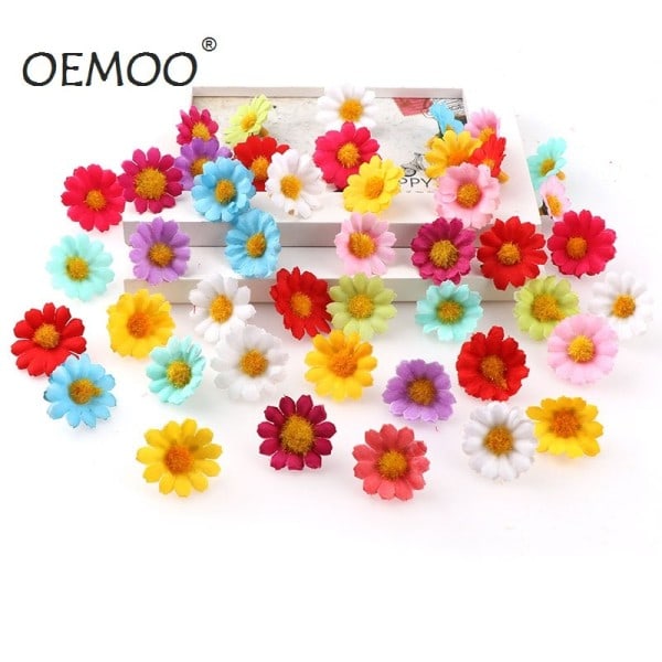 100 stk. 2,5 cm Mini Tusindfryd Dekorativ Blomst Kunstige Sideblomster Festdekoration Boligindretning