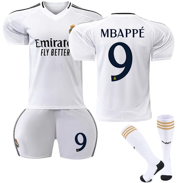 24-25 Real Madrid Hemma Barn Fotbollströja Nr 9 Mbappe Aldult Jersey