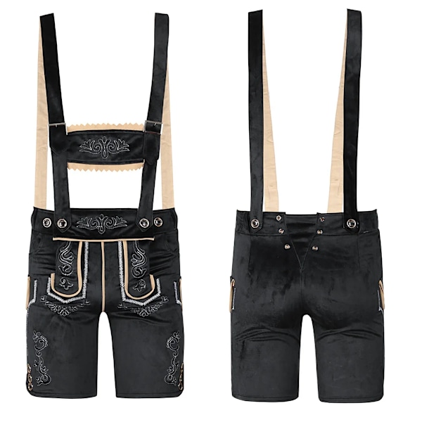 2023 Herr Oktoberfest hängslen läderbyxor byxor skjorta overall outfit Tyskland tradition bi fest outfit halloween öl kostym stil 2 svart Style 2 Black S