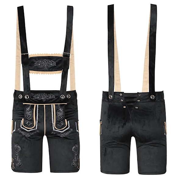 2023 Miesten Oktoberfestin henkselit Lederhosen-housut Paidan haalariasu Saksa Perinne Bee-juhla-asu Halloween-olutpuku Tyyli 2 Musta Style 2 Black XXL