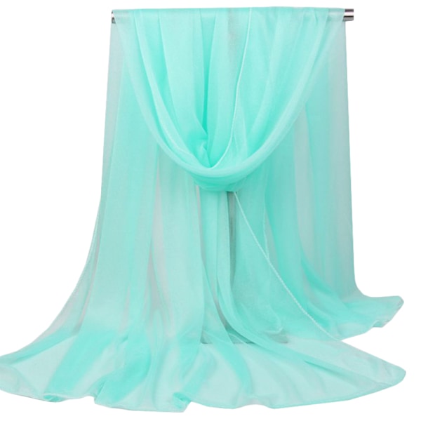 Dam Lång Mjuk Chiffon Sjal Enfärgad Omslag Genomskinlig Sjal Stor Stulen Halsdukar Ljusgrön Light green 165*85cm