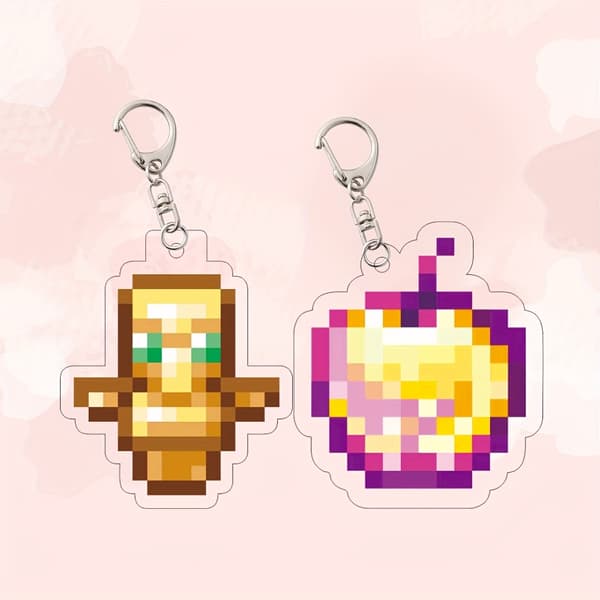 Pixel spil nøgleringe, spil-tema nøgleringe, pixel spil dekorationer, spil-stil tasker og tilbehør 6pcs