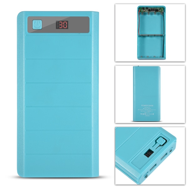 20000mAh 8 x 18650 Paristot Power Bank Kit Kotelo Kuori Kaksois-USB Type C + Micro USB Portti Sininen