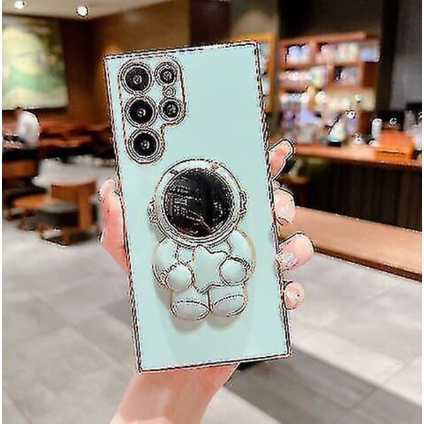 6d Plating Astronaut Skjult Støtteben Cover Kompatibel Samsung Galaxy S23 Ultra/s23 Plus/s23 Med Kamerabeskyttelse Grøn Green S23 Ultra