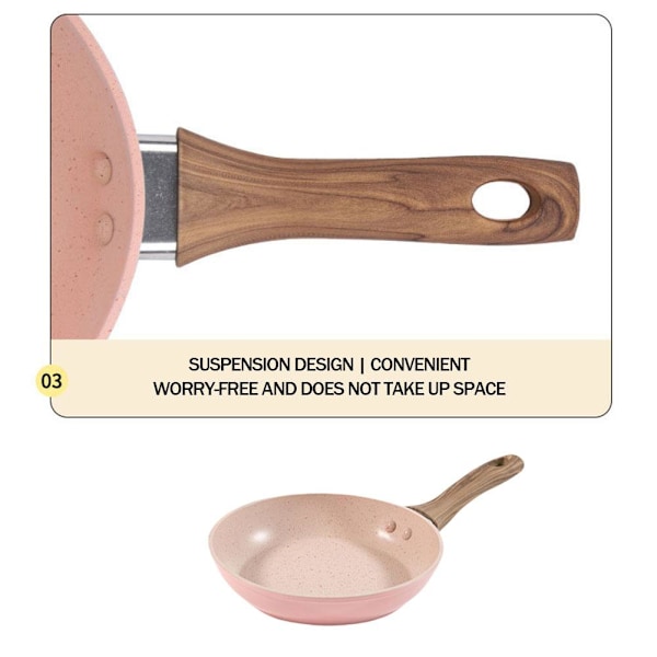 Induktion/Åben Flamme Mini PINK Non-Stick Stegepande Æg/Bøf 12/ pinkB 16cm