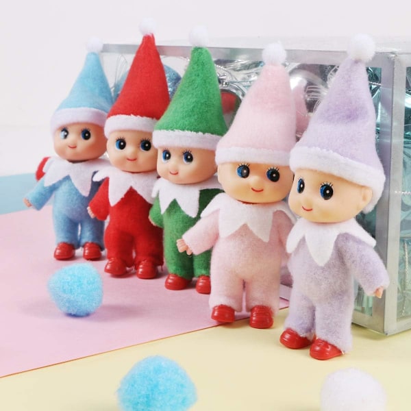 Färgglada Kostym Vinyl Ansikte Plyschdockor Elf för Jul Semester Nyår