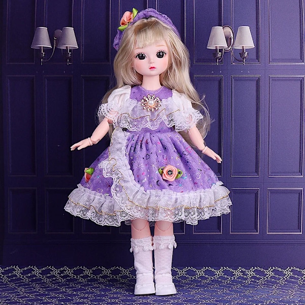 1/6 30CM BJD Dockdocka Flicka DIY Klä Upp Prinsessa Leksak 3D Simuleringsögon Makeup 21 Rörliga Leder Dockor och Kläder Set Blue set Doll and clothes