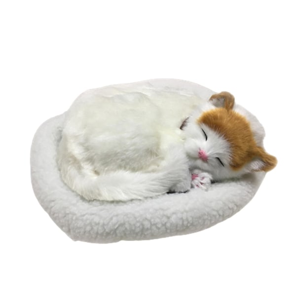 Söt Simulerad Sovande Katt/Hund Plyschdocka Med Rede Andningsbar Fluffig Katt/Hund -t C