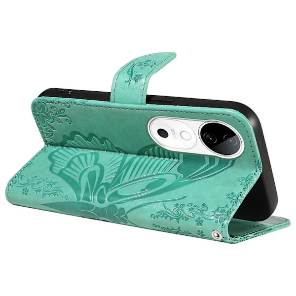 Lommeboketui for vivo S19 5G/V40 5G Støtsikkert Flip Blomster Sommerfugl Lær Telefonetui Flerfarget Multicolor Style E