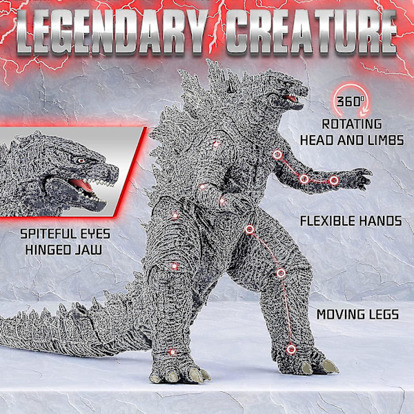 King Of The Monsters Leksak - Godzilla Actionfigur - Dinosaurieleksaker Godzilla - Movie Monster Series Godzilla. grey