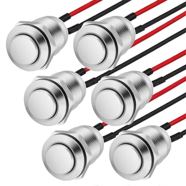 stk Trykknapper, 12 mm Momentan Trykknapp Med Kabel