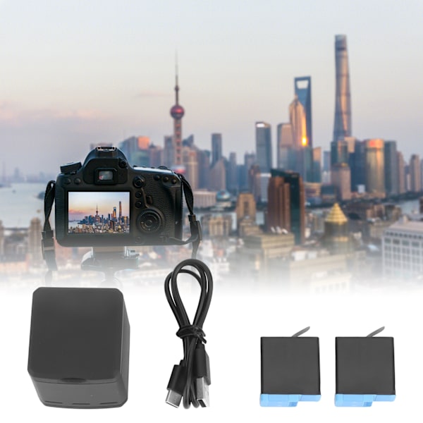 TELESIN 2 Akun ja 1 Laturin Set GoPro Hero 8/7/6/5 Urheilukameran Suurikapasiteettiselle Akulle