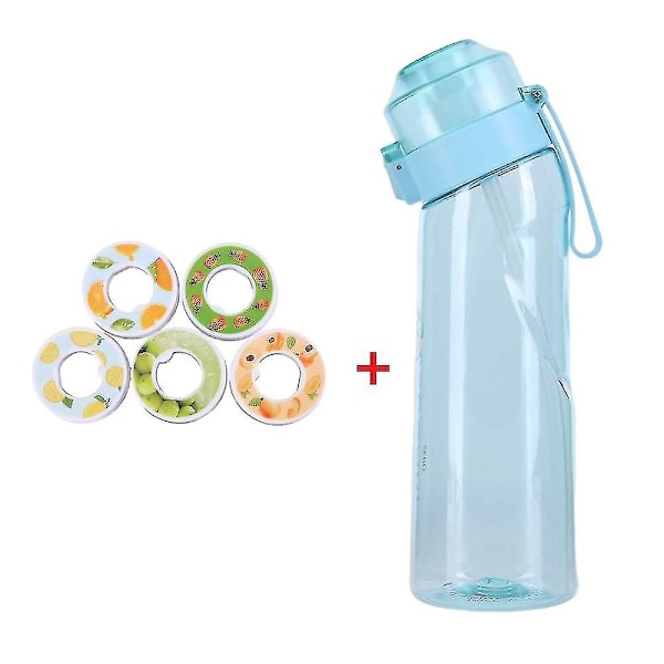 Smaksatt Vattenflaska med 7 Smakkapslar Air Water Up Flaska Frostat Svart 650ml Air Starter Up Set Vattenkopp för Camping Sport B B SPAIN