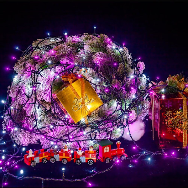 (Rosa), 20M 200 LED Ljusslinga med Två Färger på Grön Kabel med 8 Lägen, Perfekt för Inomhus och Utomhus för Jul B