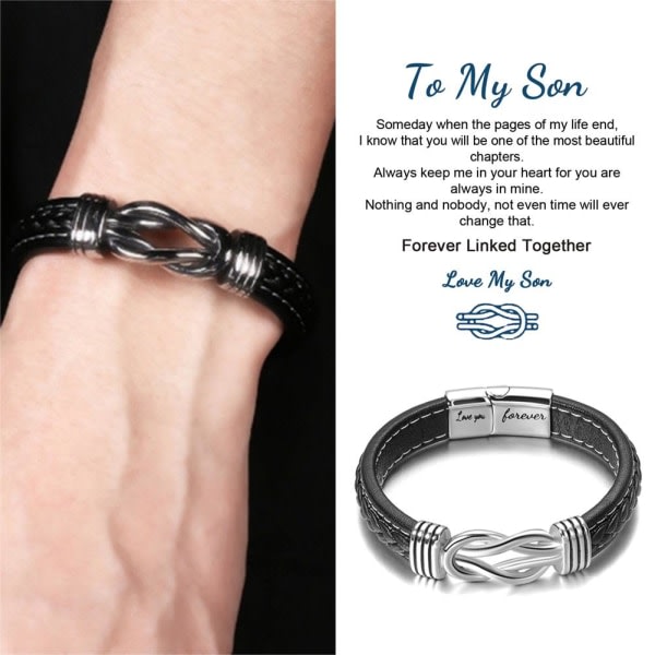 To My Son Armband Mother and Son Forever Linked PU Leath