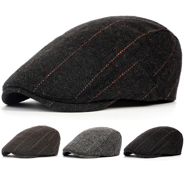 Dame Herre Klassisk ullrutete caps Vilt temperament - salg Gray