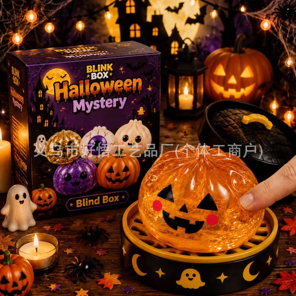 Lysende Boller, Halloween-tema Blødt og Sødt Klemmelegetøj (med æske), Dumpling-formet Sensorisk Klemmelegetøj til Stresslindring ghost