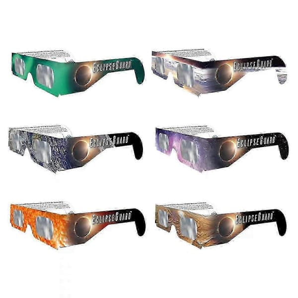Eclipsebriller Sæt - 6 Par Papirbriller, Sikre til Direkte Sollys, 6 Par Per Sæt (Model Kan Variere fra Billede)
