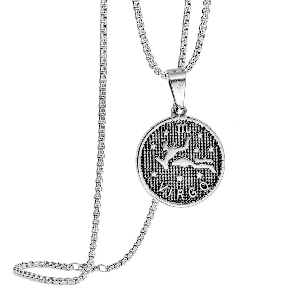 (Virgo (24 Aug - 23 Sep)) Zodiac Necklace, Coin Necklace, Horoscope Necklace, Astrology