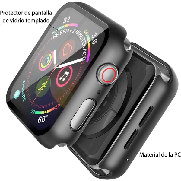 Mustat kotelot Apple Watch Series 6 / SE/Series 5 / Series 4:lle, Lasisuoja [2-pakkauksessa], HD-suojakuori iWatchille, musta Black(2-kpl) Black(2-Pieces) 40mm for Series 6/SE/5/4