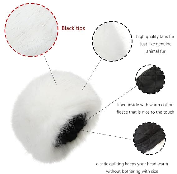 Fuskpäls mössa för kvinnor, vinter, stretch, kosack, rysk stil, vit, varm mössa white