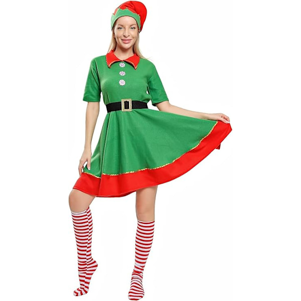 Halloween/Julekostumer Festlig Elf Tøj Elf Hat Sæt Skjorte Bukser Kjole Julekarneval Cosplay Mænd Kvinder Voksen 90cm