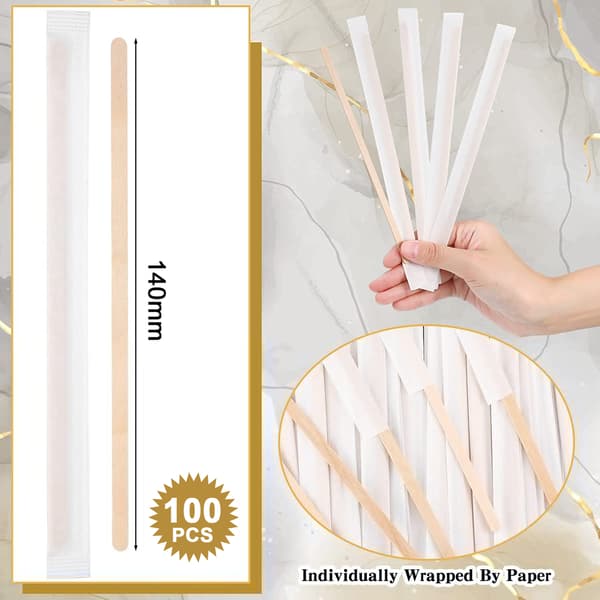 100 stk. kaffepinner, 14 cm lange trepinner for kaffe