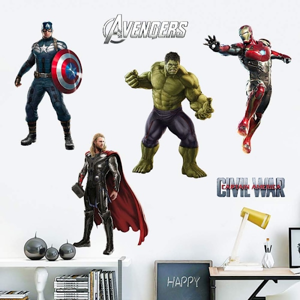 Superhero 3D Veggklistremerker Avtakbare Veggdekorasjoner