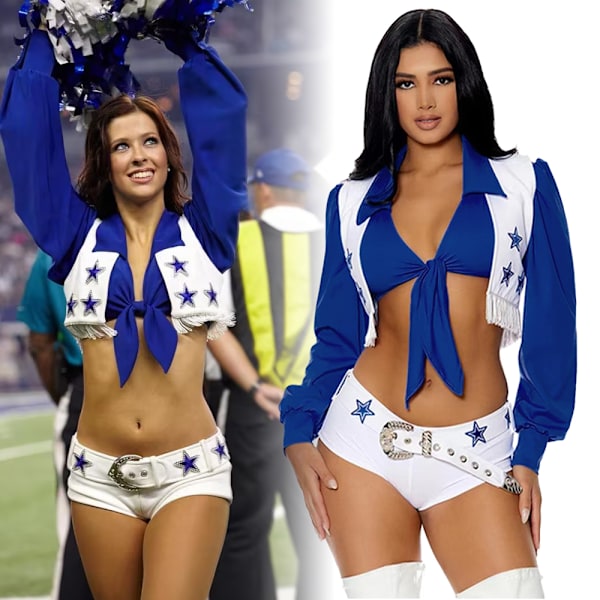Dallas Cheerleader Aikuisten Dallas Puku Naiset Tytöt Dallas Cheerleading Uniform High School Cheerleader Dallas Puku Asuste XL