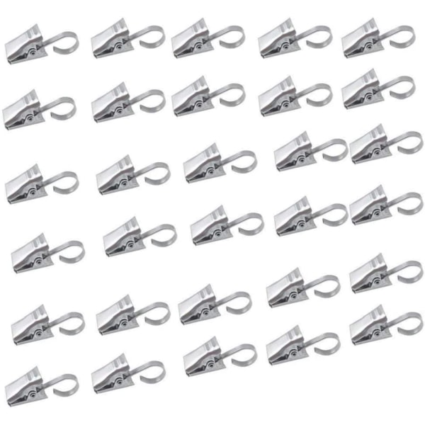 Förpackning med 50 clips i rostfritt stål Gardinkrokar i rostfritt stål gardinringar Clip duschgardinklämmor Heminredning Silver