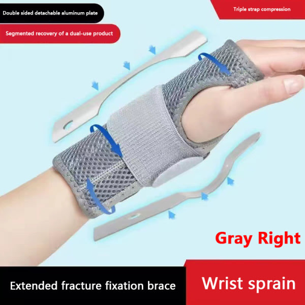 Andningsbart handledsstöd Professionell Splint Wrist Brace Protec Gray Right