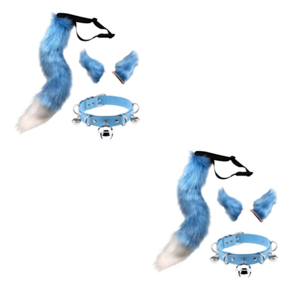 1/2/3/5 Faux Kattöron och Svans Set Halloween Maskeraddräkt Cosplay Blå Blue 2PCS