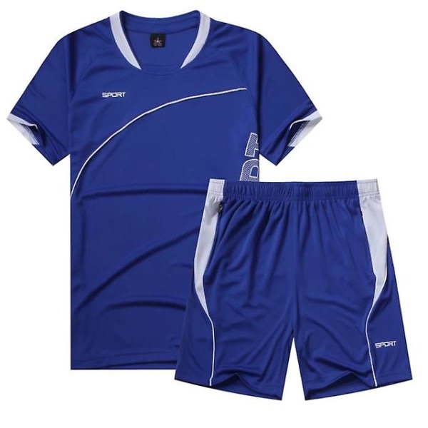 Jwl- Sportkläder Sommarlöparset Gymkläder Träning Basket Fotboll Träning Jogging Löpardräkt 2 st Maratonkläder XL blue